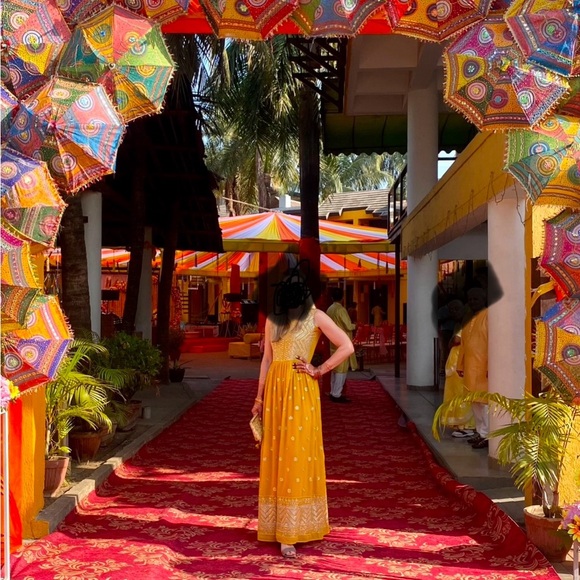 Yellow/Gold Designer Women's Jumpsuit for Haldi - Picture 4 of 5